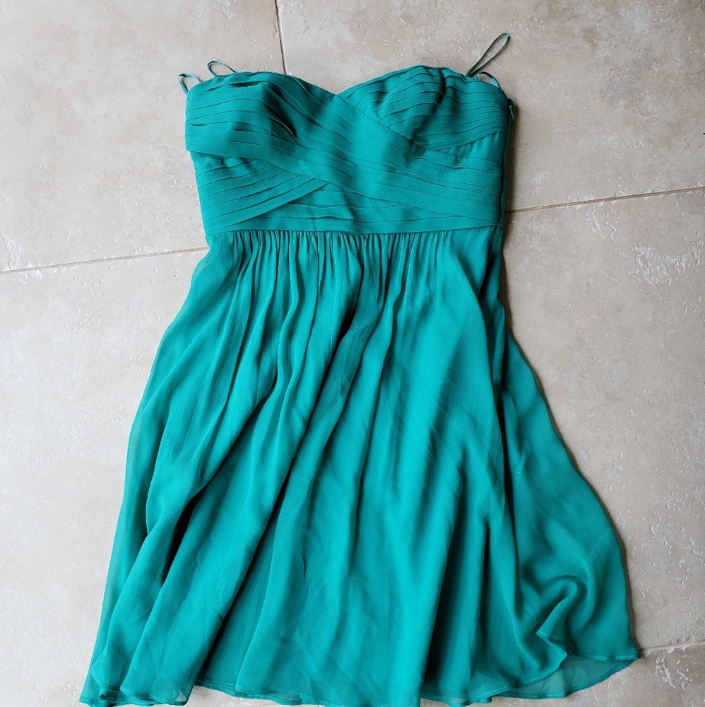 Ann Taylor teal strapless dress